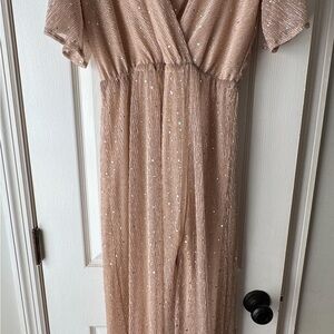 Shimmering Beige Maxi Dress